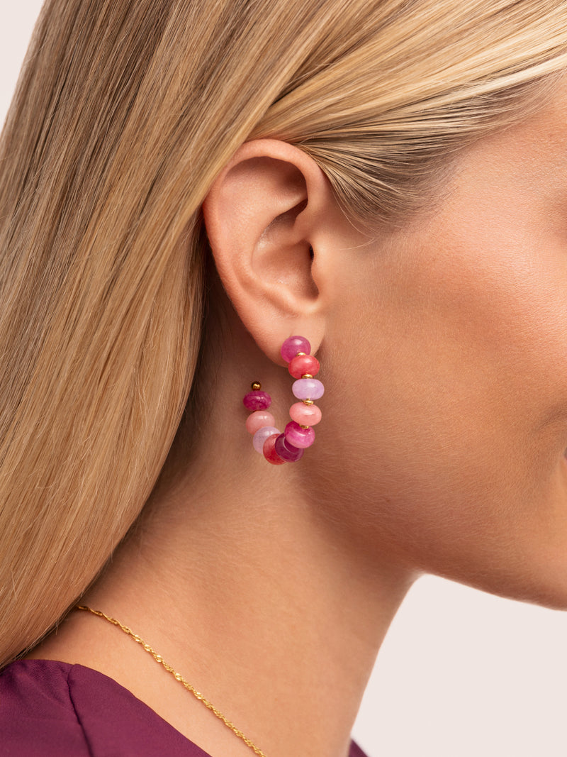 Rosé Stones Stainless Steel Gold Earrings 