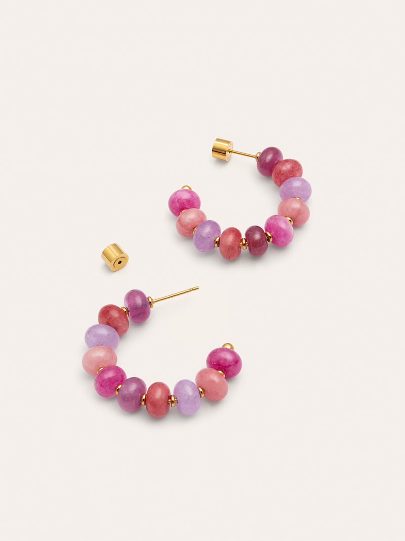 Rosé Stones Stainless Steel Gold Earrings 