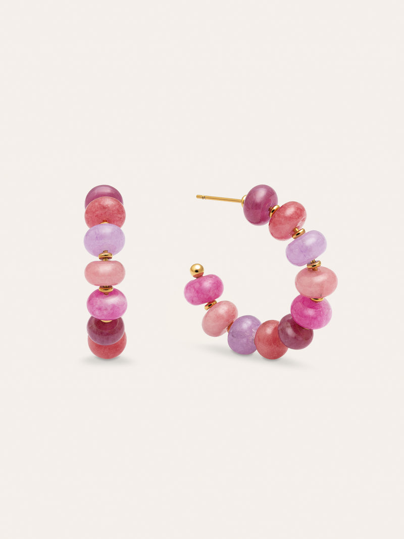 Rosé Stones Stainless Steel Gold Earrings 