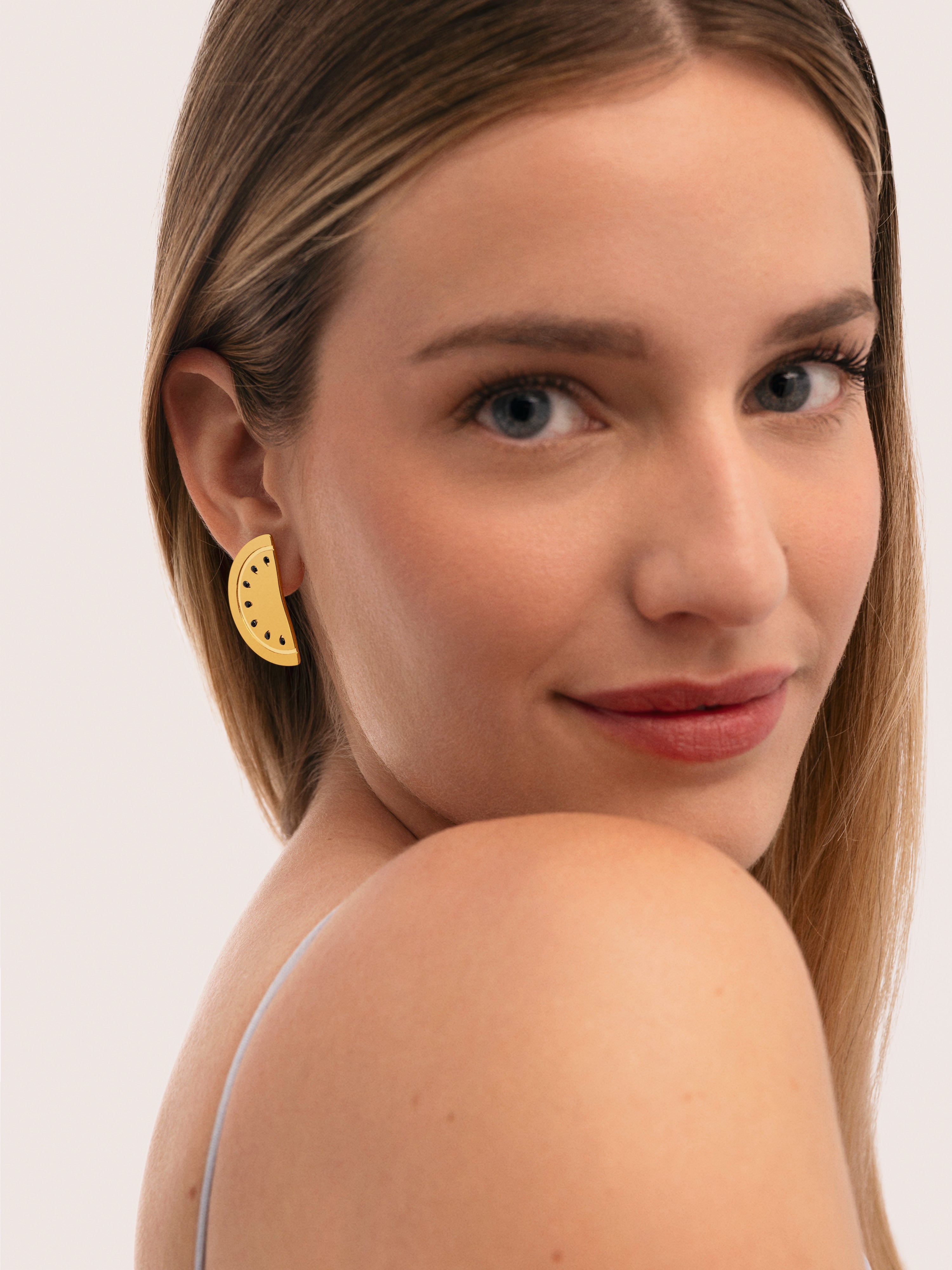 Pendientes Sandía Acero Baño Oro