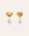 Pendientes Shelly Perla Acero Baño Oro