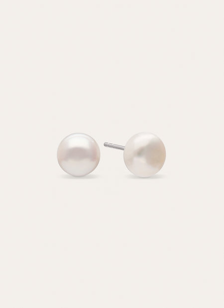 Pendientes Single Pearl Acero