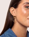 Sister Steel Gold-Plated Earrings - puesto en modelo