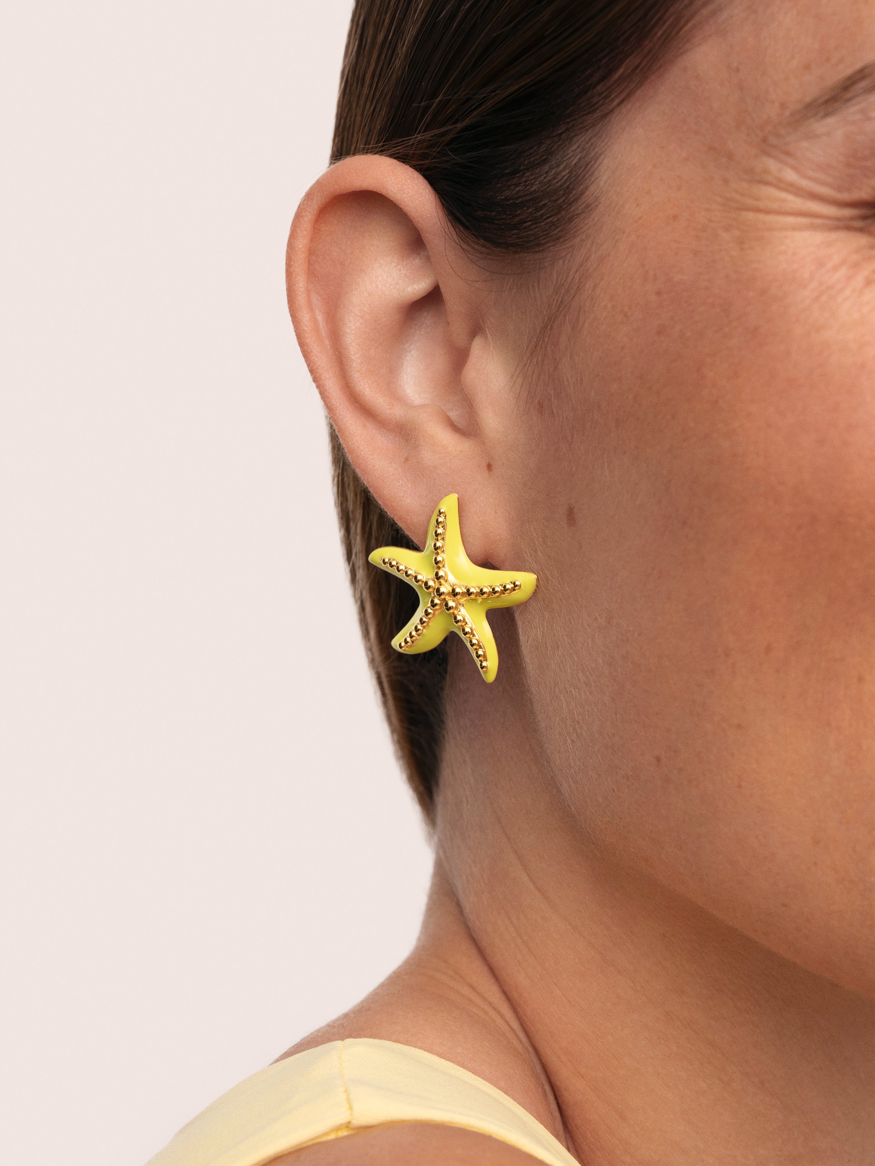 Starfish Enamel Colors Gold Earrings 