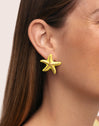 Starfish Enamel Colors Gold Earrings 