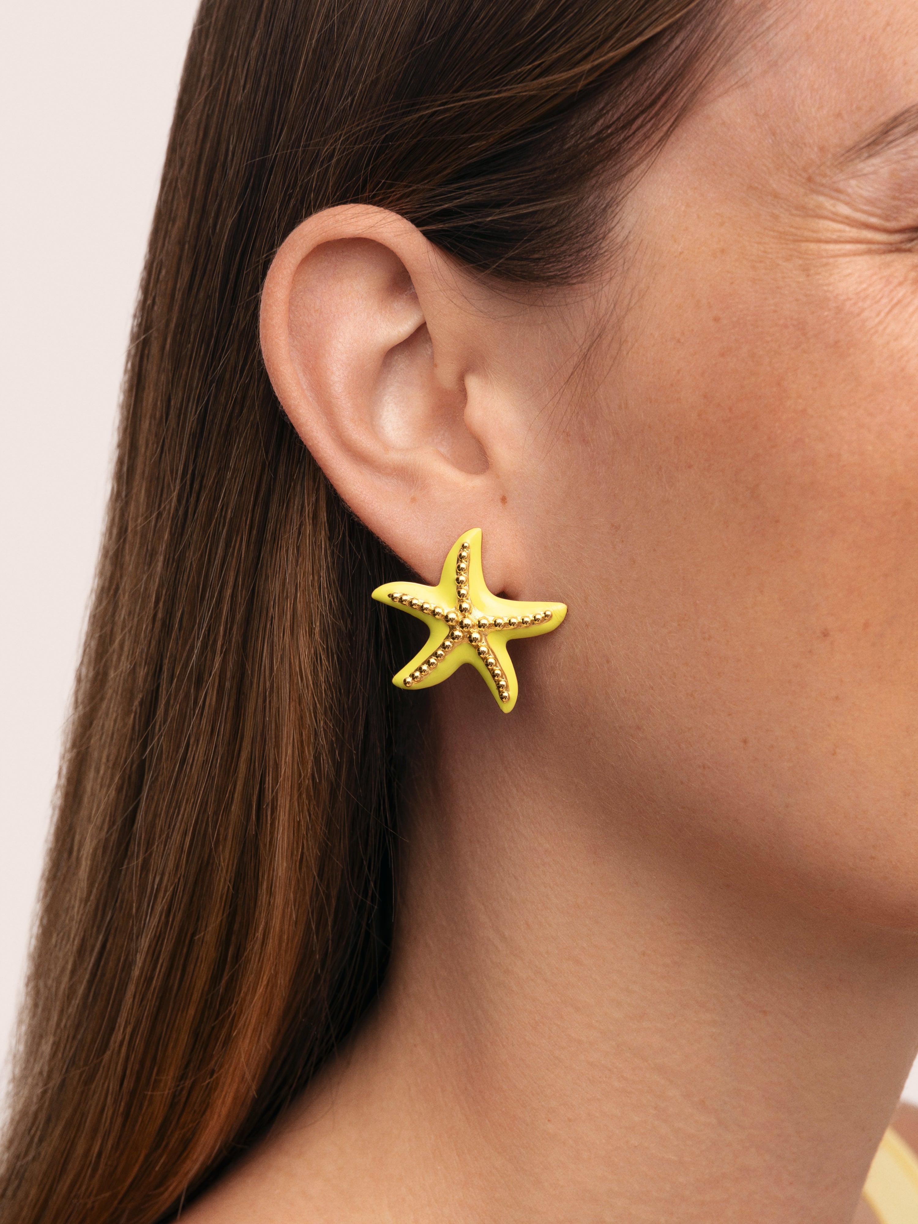 Starfish Enamel Colors Gold Earrings 