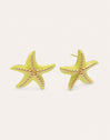 Starfish Enamel Colors Gold Earrings 