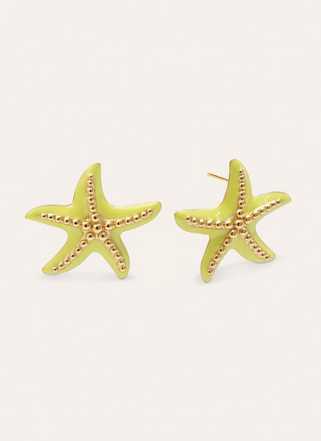 Starfish Enamel Colors Gold Earrings 