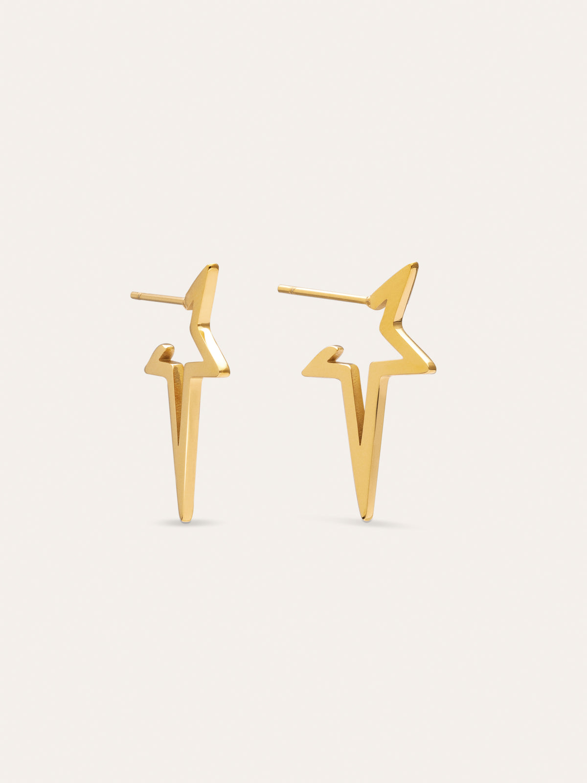 Star Punk Steel Gold Plated Earrings