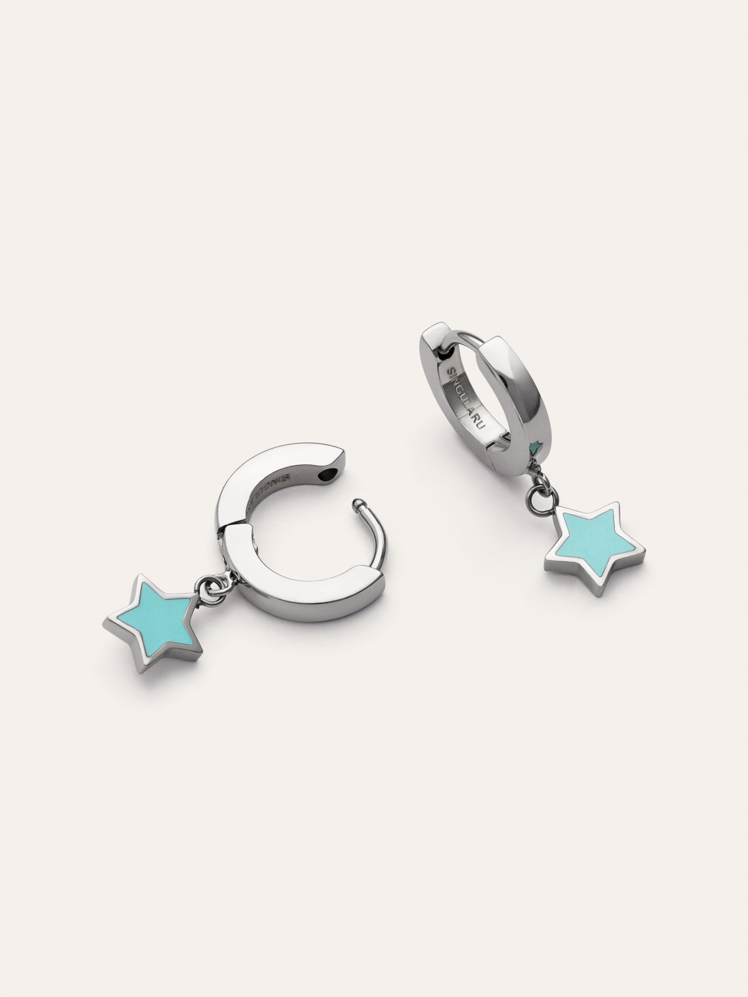 Pendientes Aro Star Sky Enamel Acero