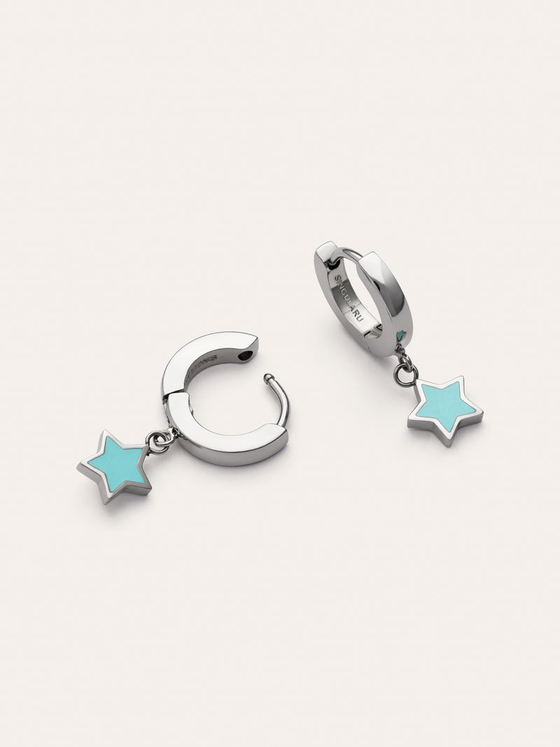 Pendientes Aro Star Sky Enamel Acero