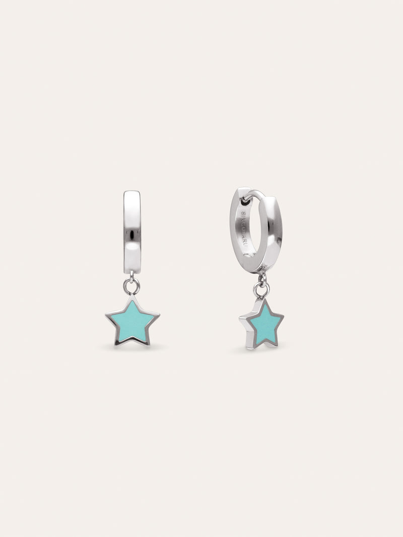 Pendientes Aro Star Sky Enamel Acero