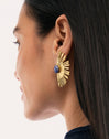 Sunbeam Blue Stainless Steel Gold Earrings