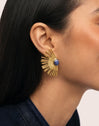 Sunbeam Blue Stainless Steel Gold Earrings