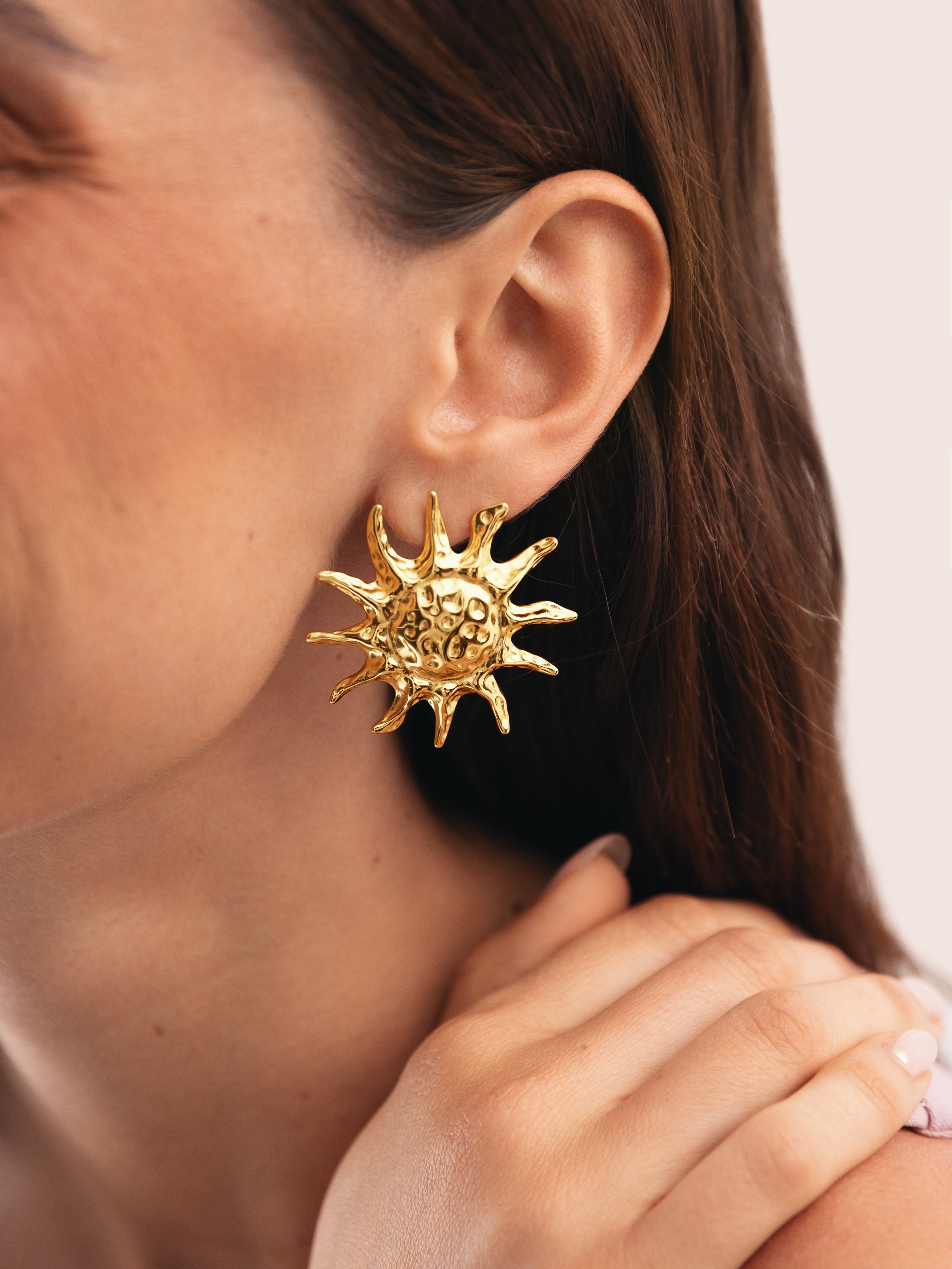 Sun Light Stainless Steel Gold Earrings