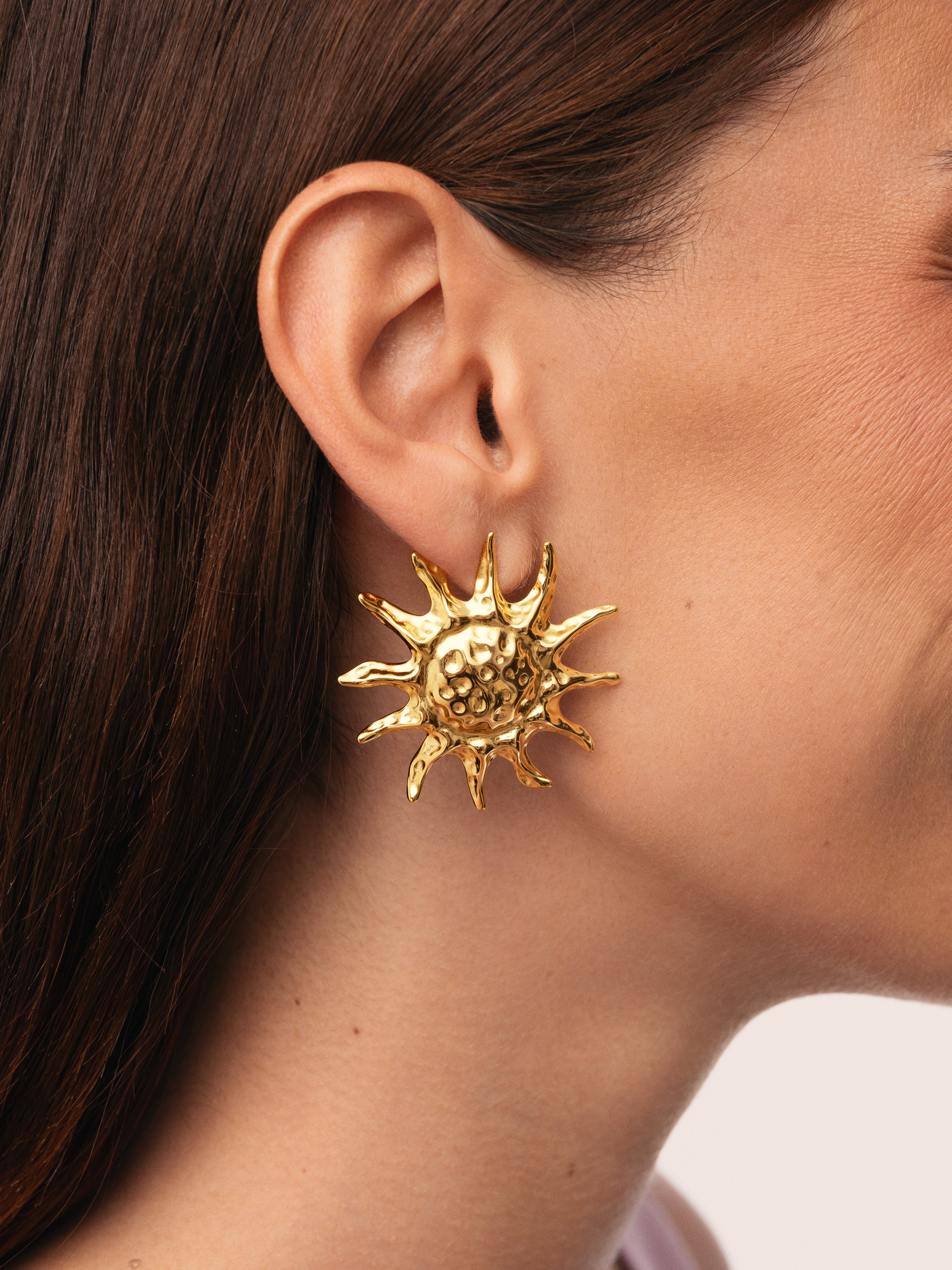 Sun Light Stainless Steel Gold Earrings
