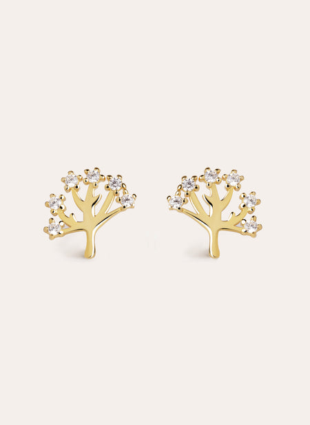 Pendientes Tree of Life Plata Baño Oro