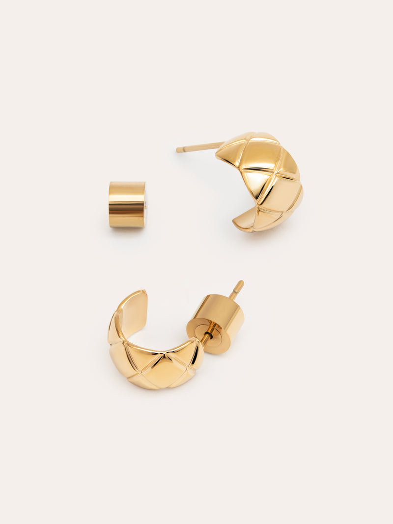 Tweed Stainless Steel Gold Earrings
