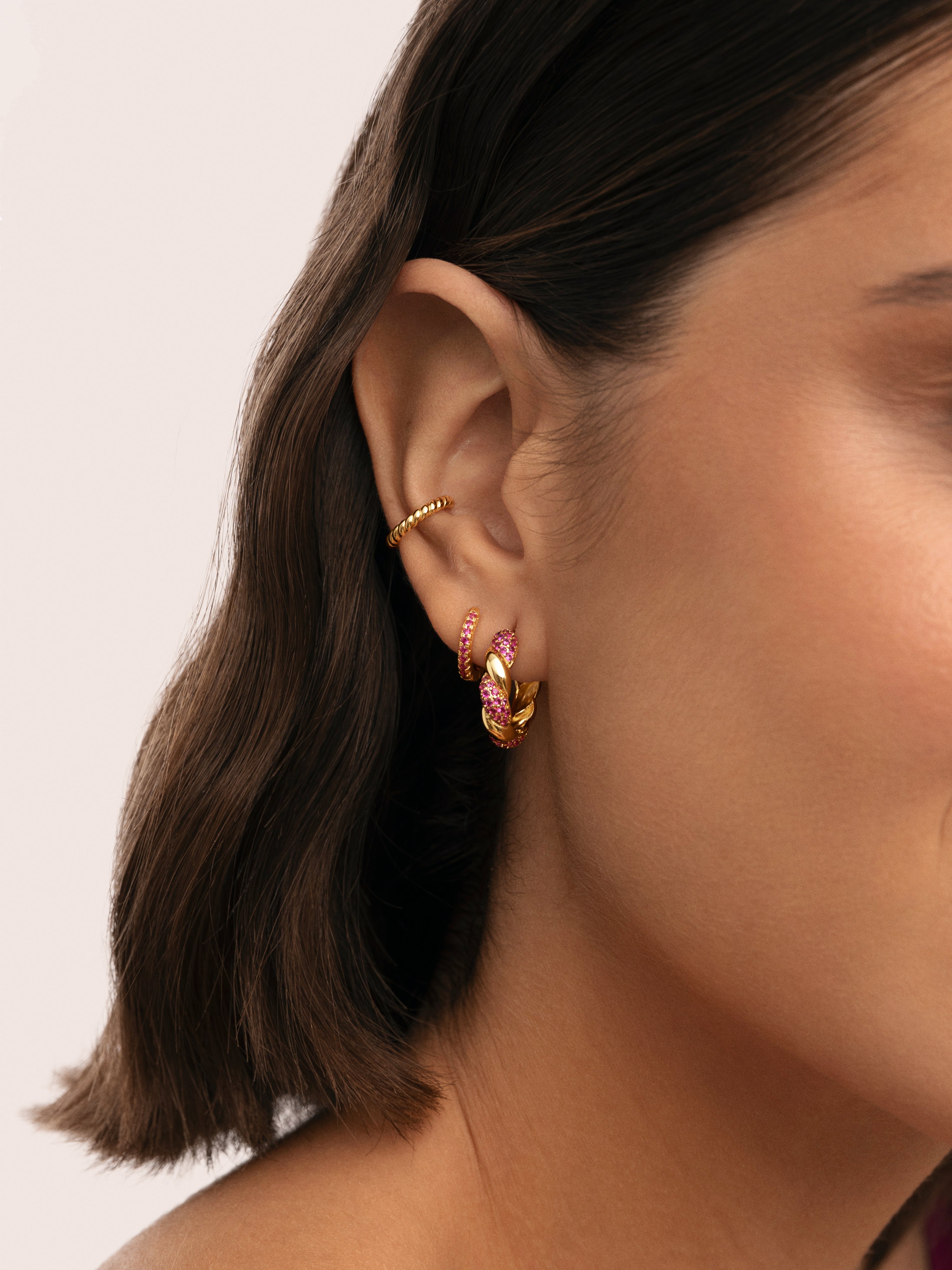 Pendientes Aro Twist Spark Baño Oro