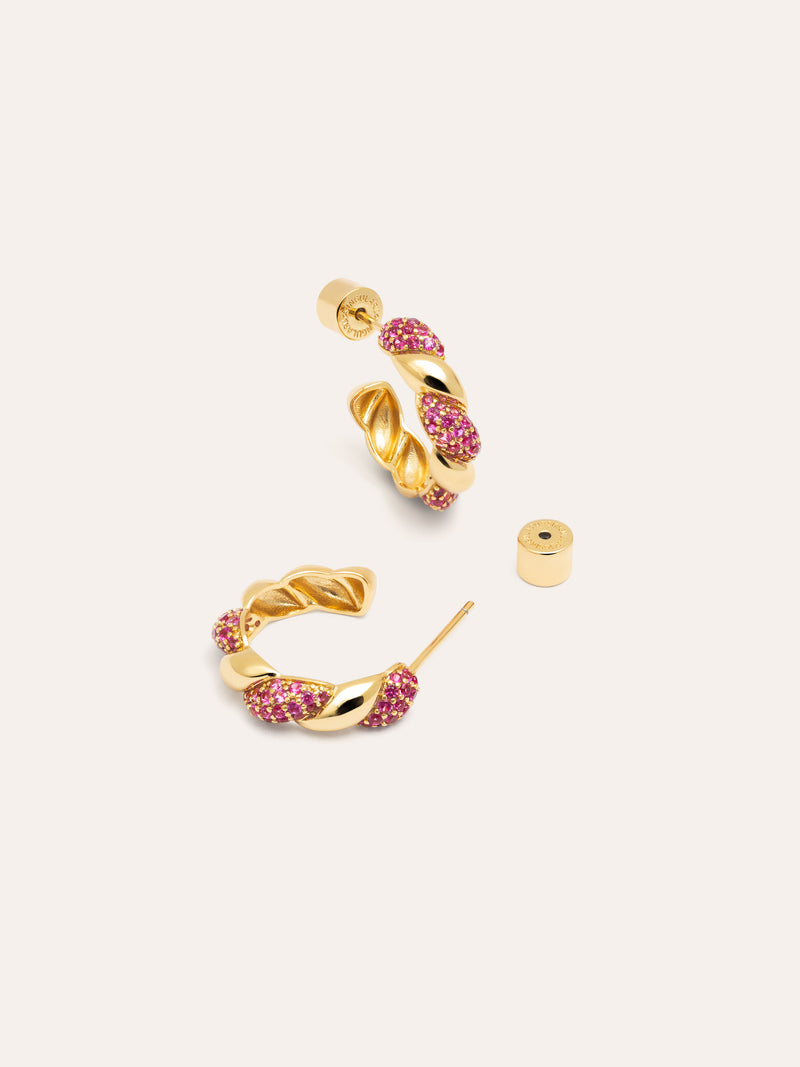 Boucles D’oreilles Créoles Twist Spark Plaqué Or