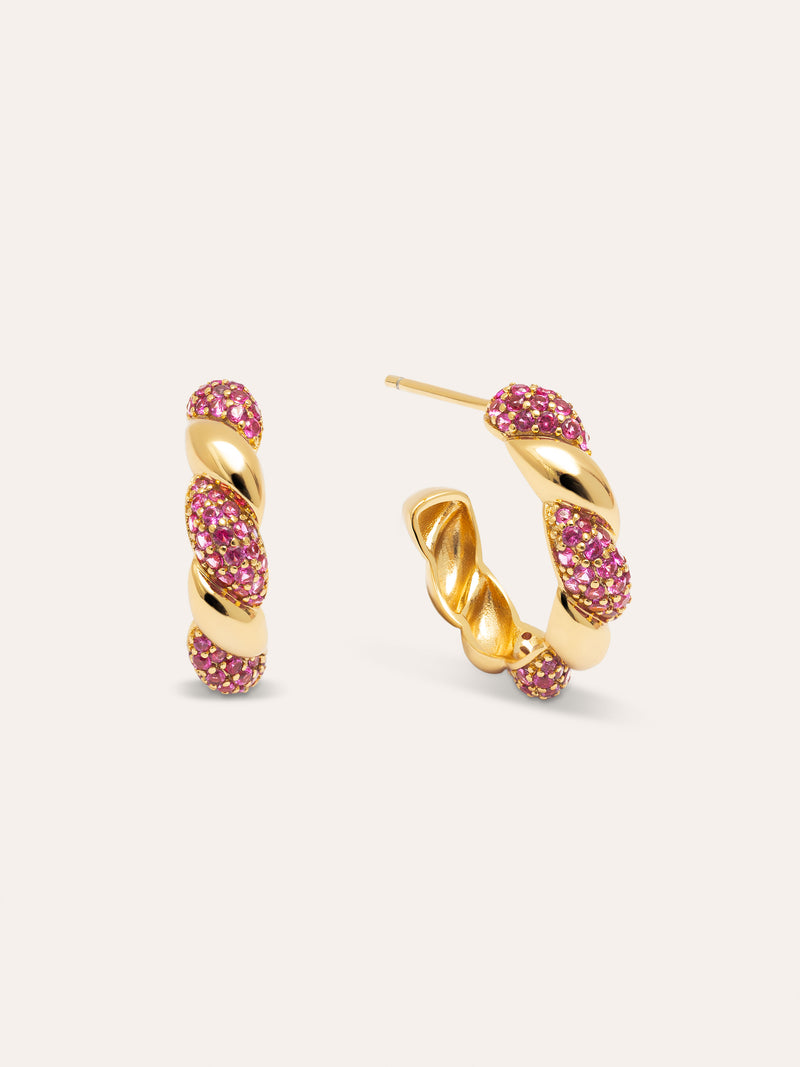 Boucles D’oreilles Créoles Twist Spark Plaqué Or
