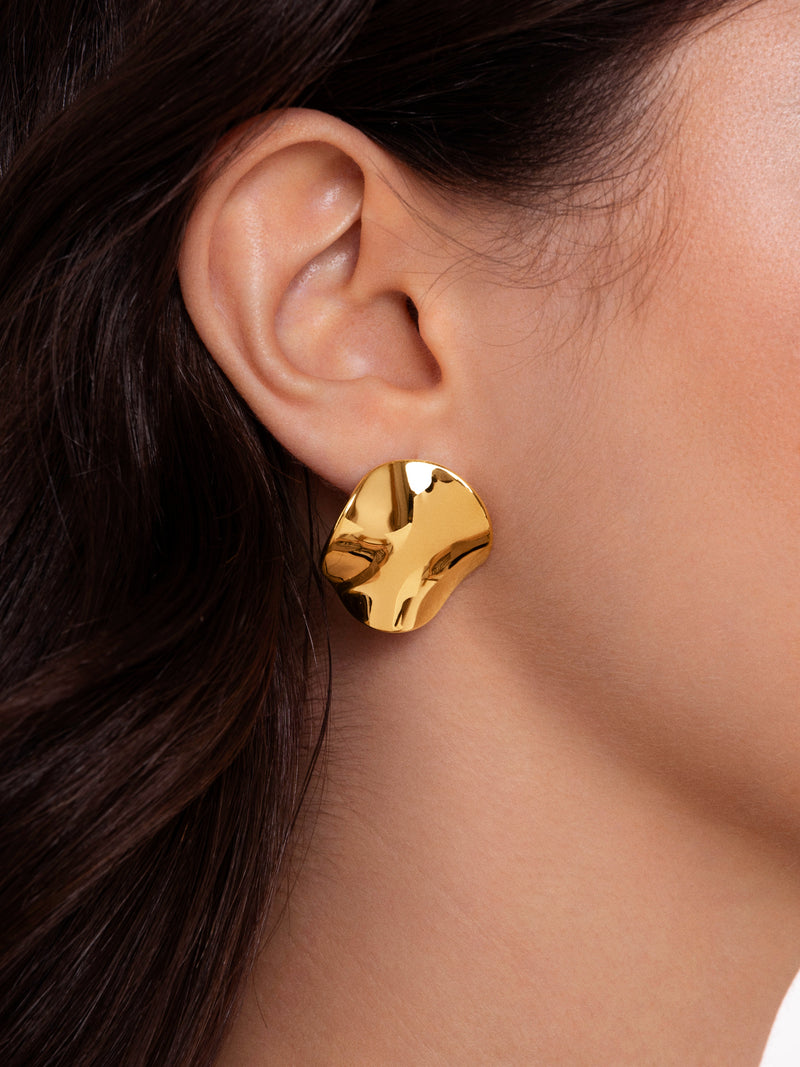 Waves Stainless Steel Gold Earrings