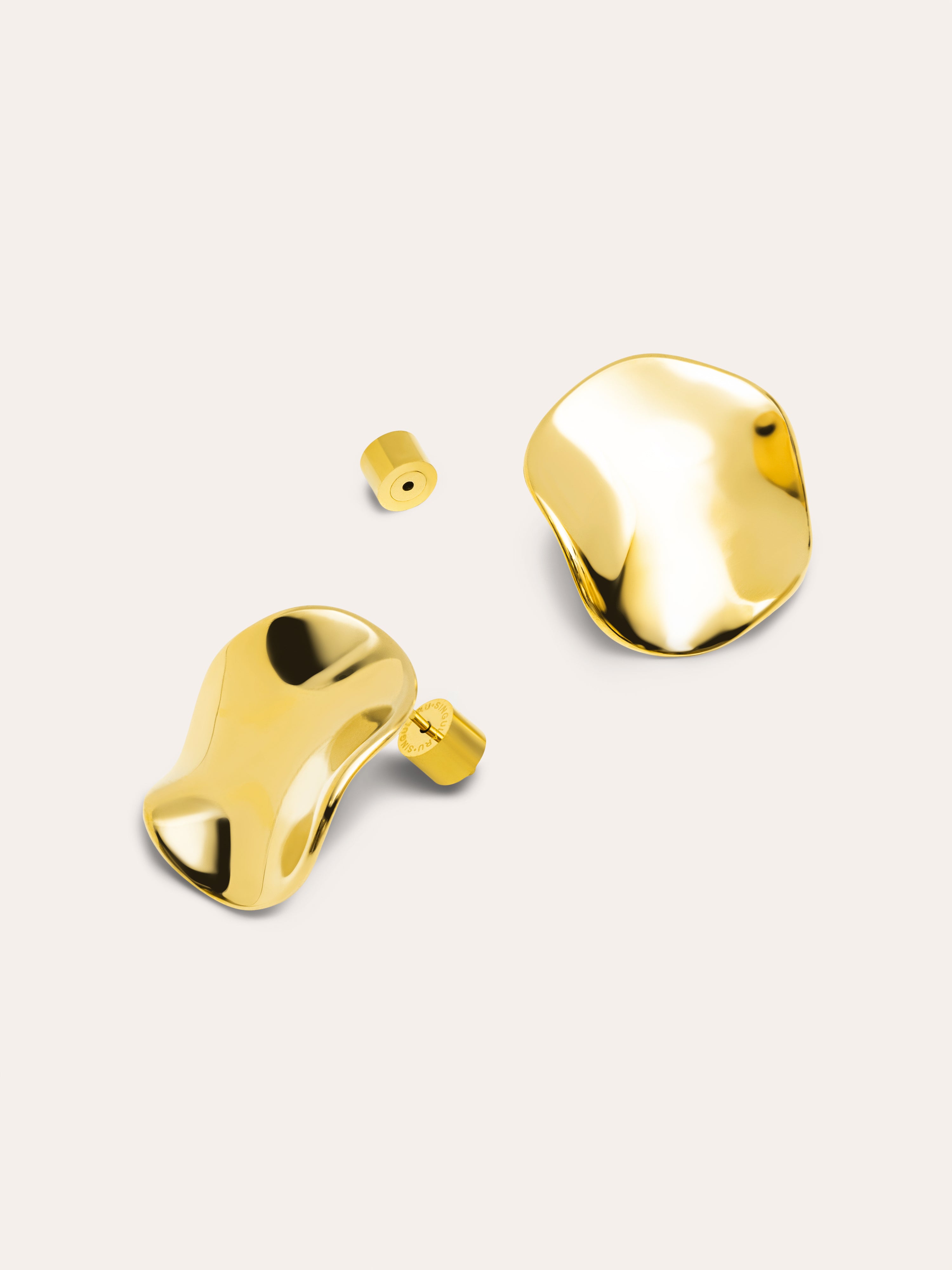 Waves Stainless Steel Gold Earrings