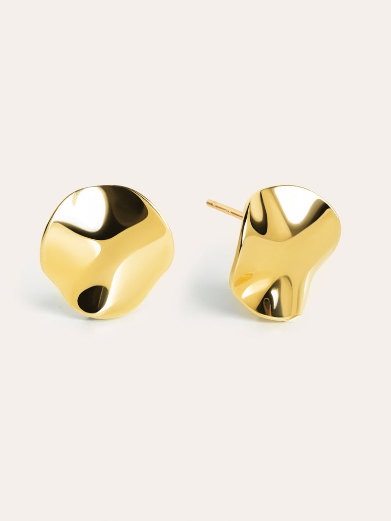 Waves Stainless Steel Gold Earrings