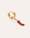 Pendiente Suelto Aro Chili Enamel Acero Baño Oro