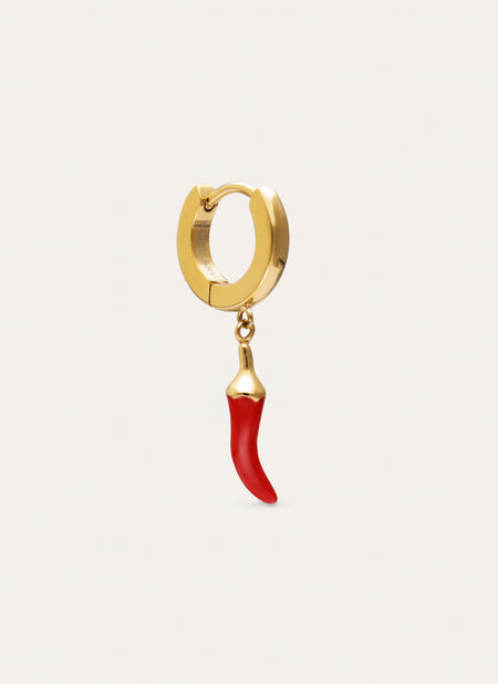 Pendiente Suelto Aro Chili Enamel Acero Baño Oro