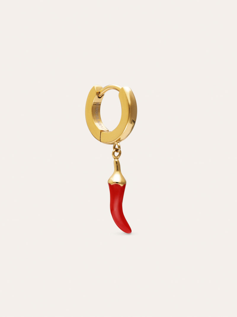 Pendiente Suelto Aro Chili Enamel Acero Baño Oro