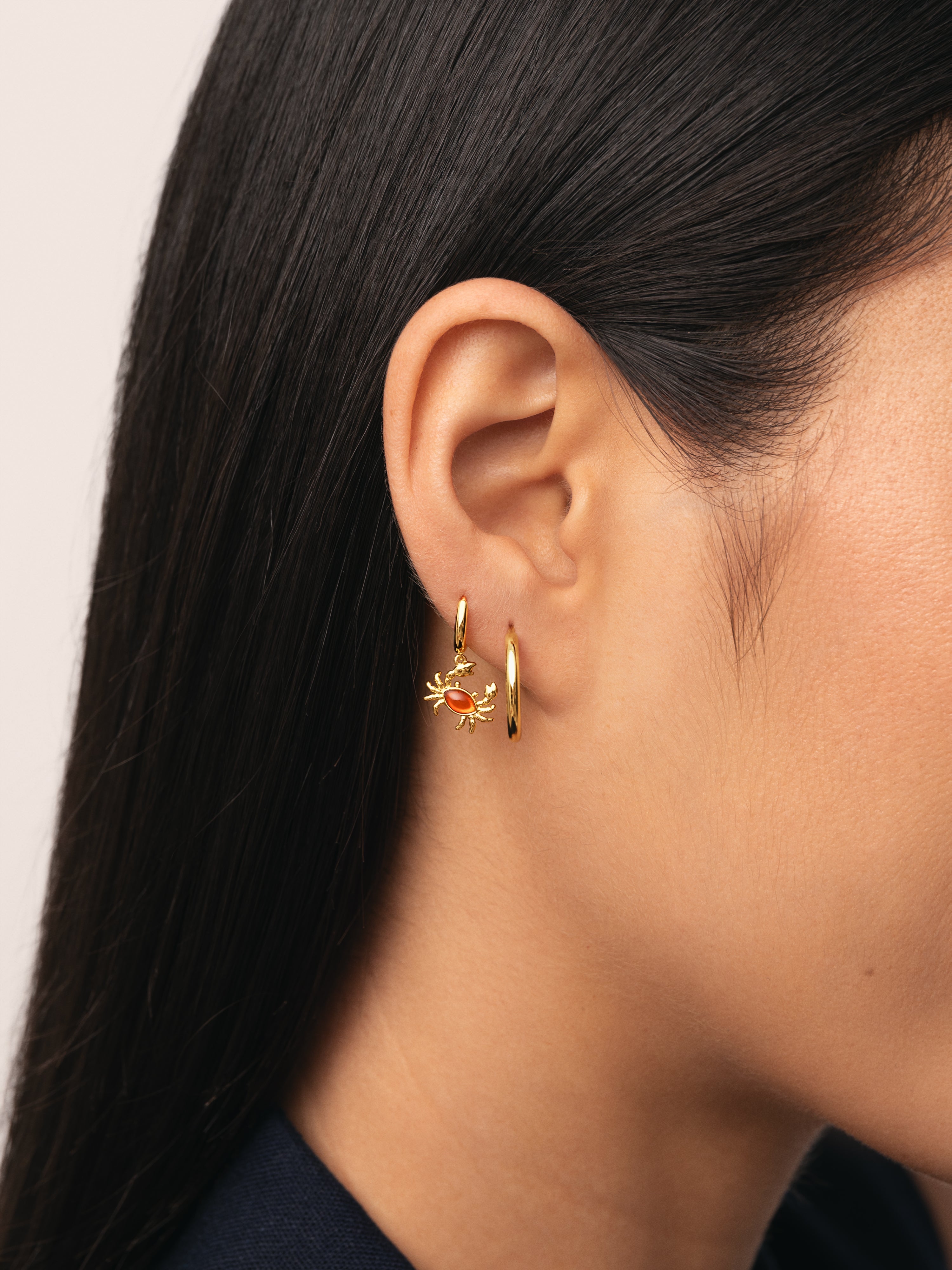Crab Gold Hoop Single Earring 
