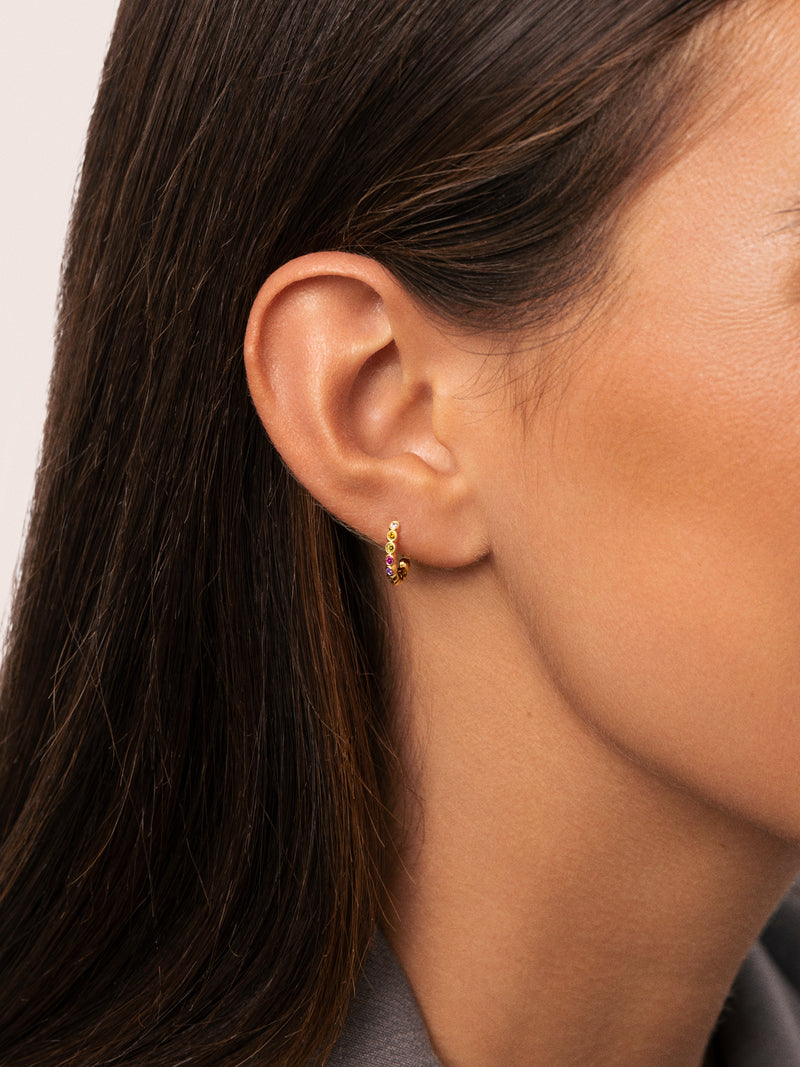  Orbit  Stainless Steel Gold Hoop Earrings