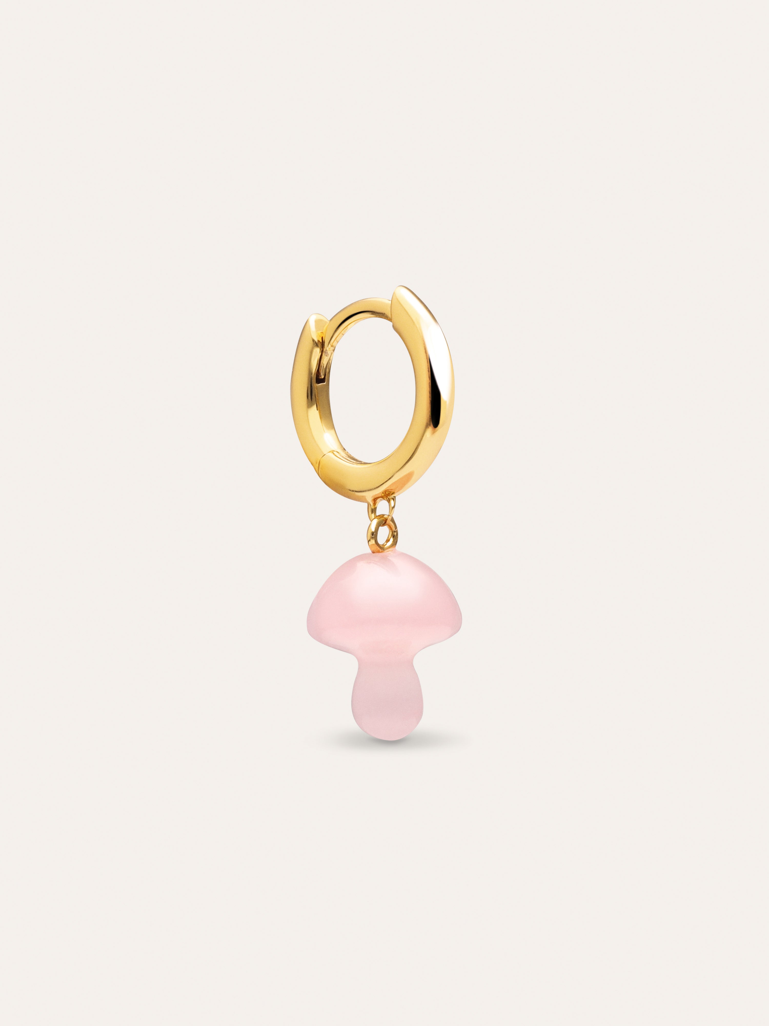 Mushroom Pink Gold Single Earring 