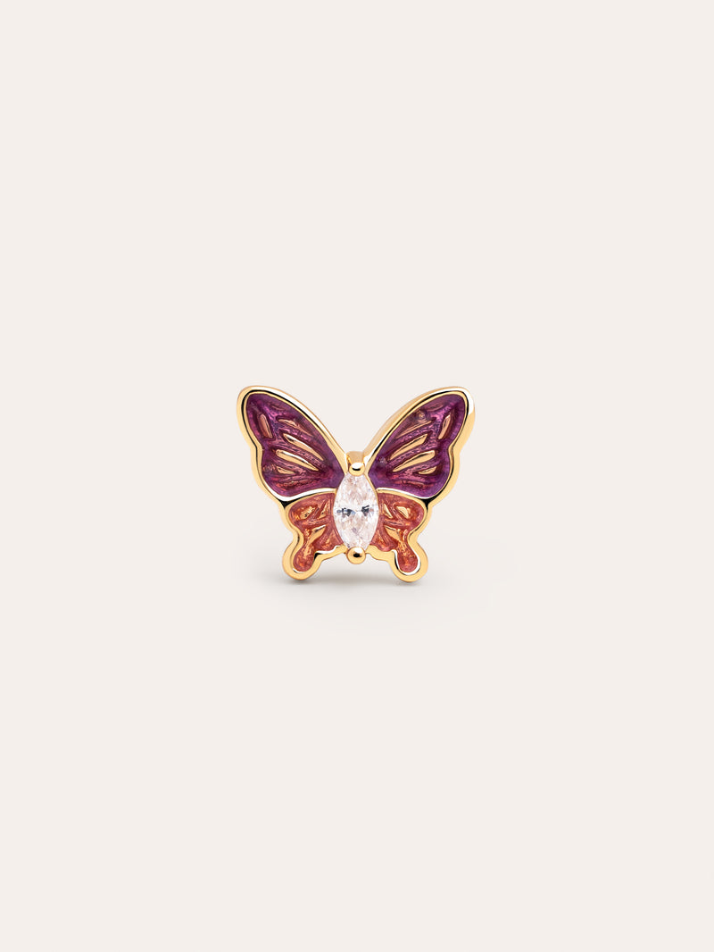 Butterfly Rose Single Gold Earring 