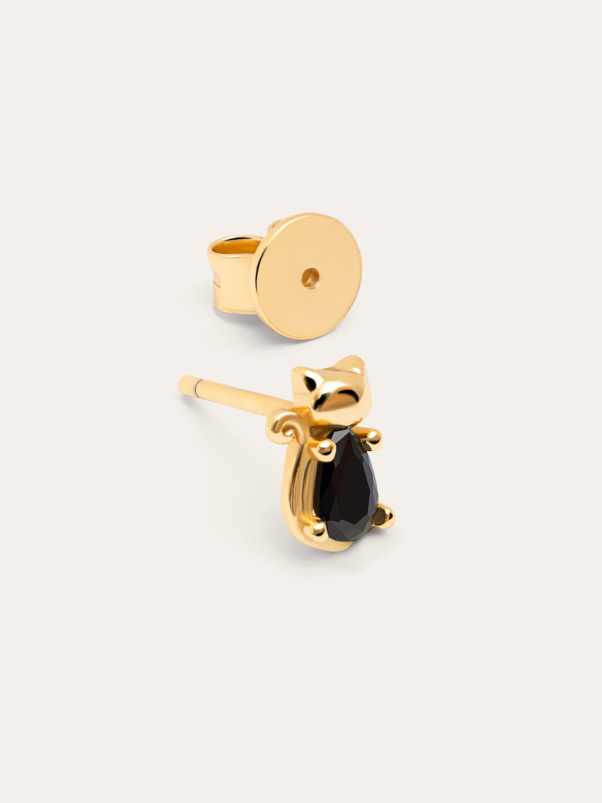 Imagen detalle de Boucle d'oreille simple Chat Noir Plaqué Or