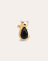 Boucle d'oreille simple Chat Noir Plaqué Or