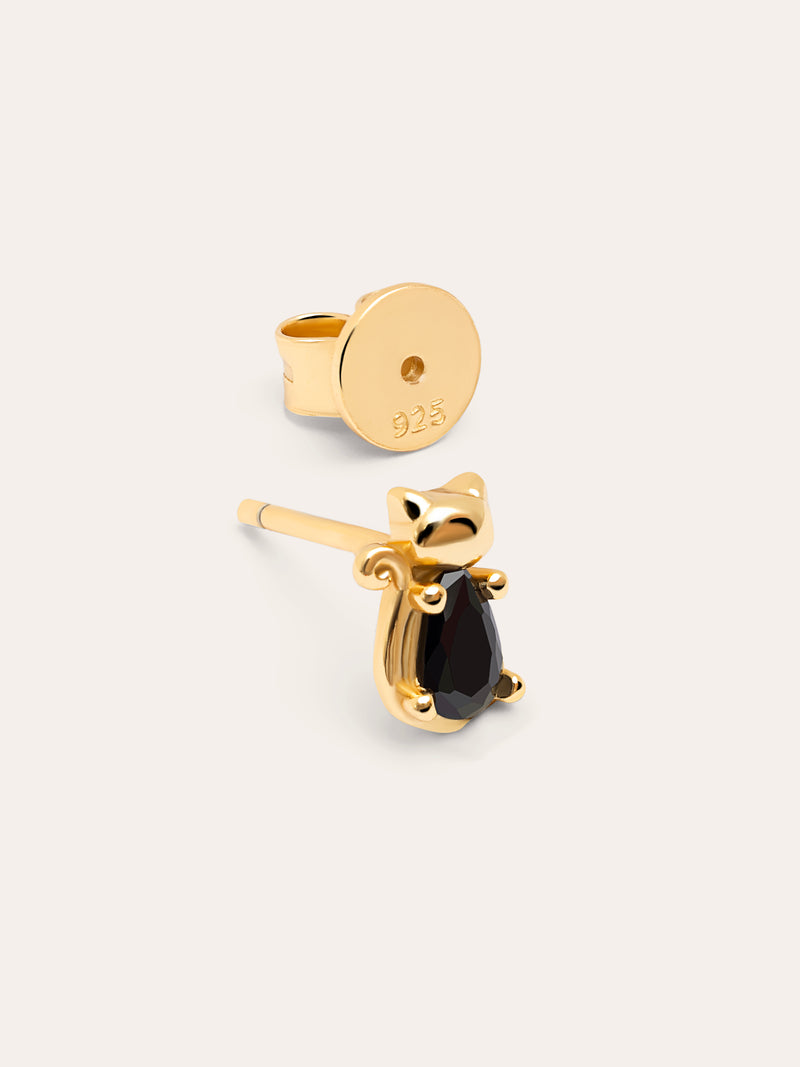 Black Cat Gold Single Earring