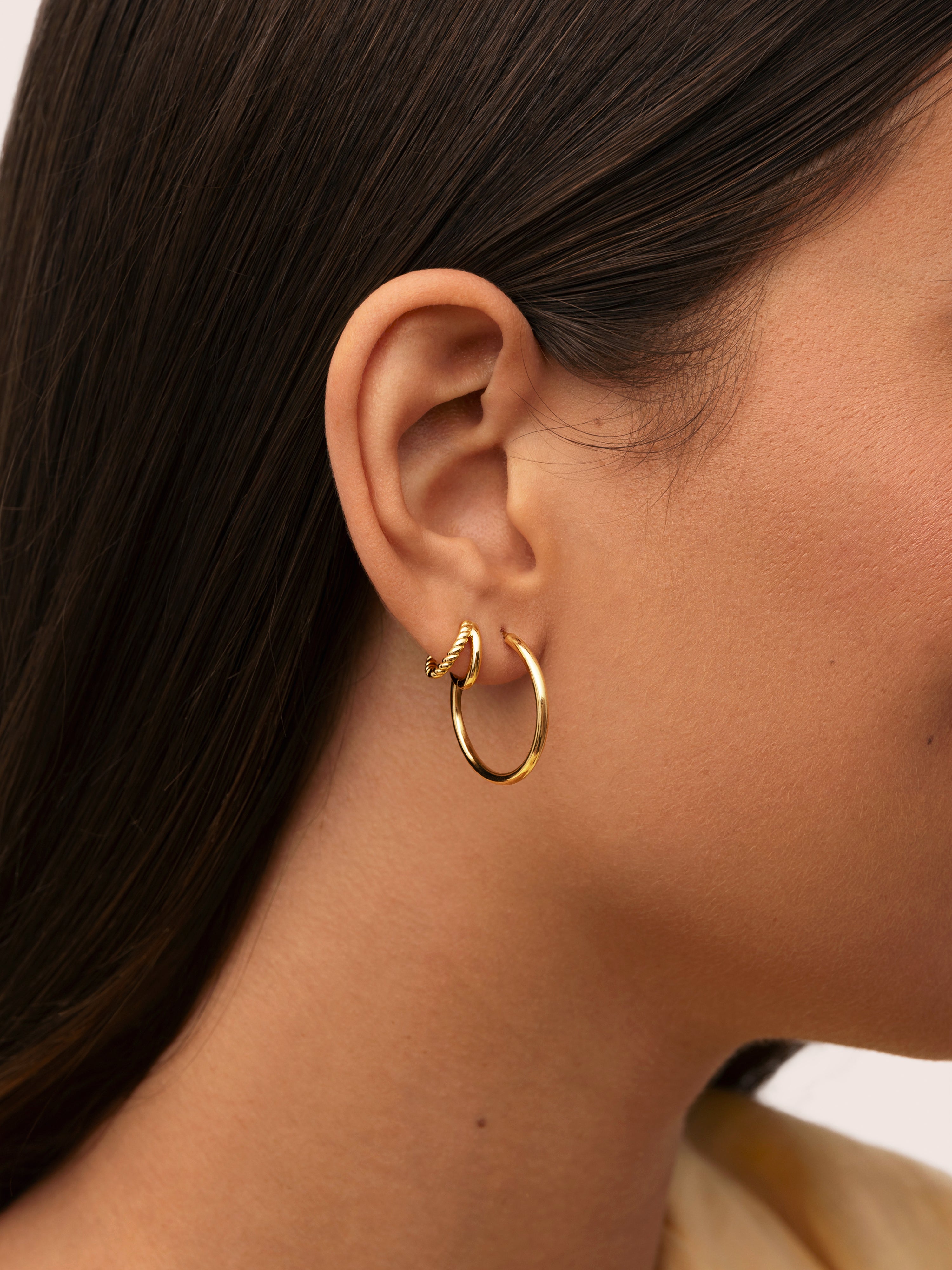 Double Tressia Gold Single Earring
