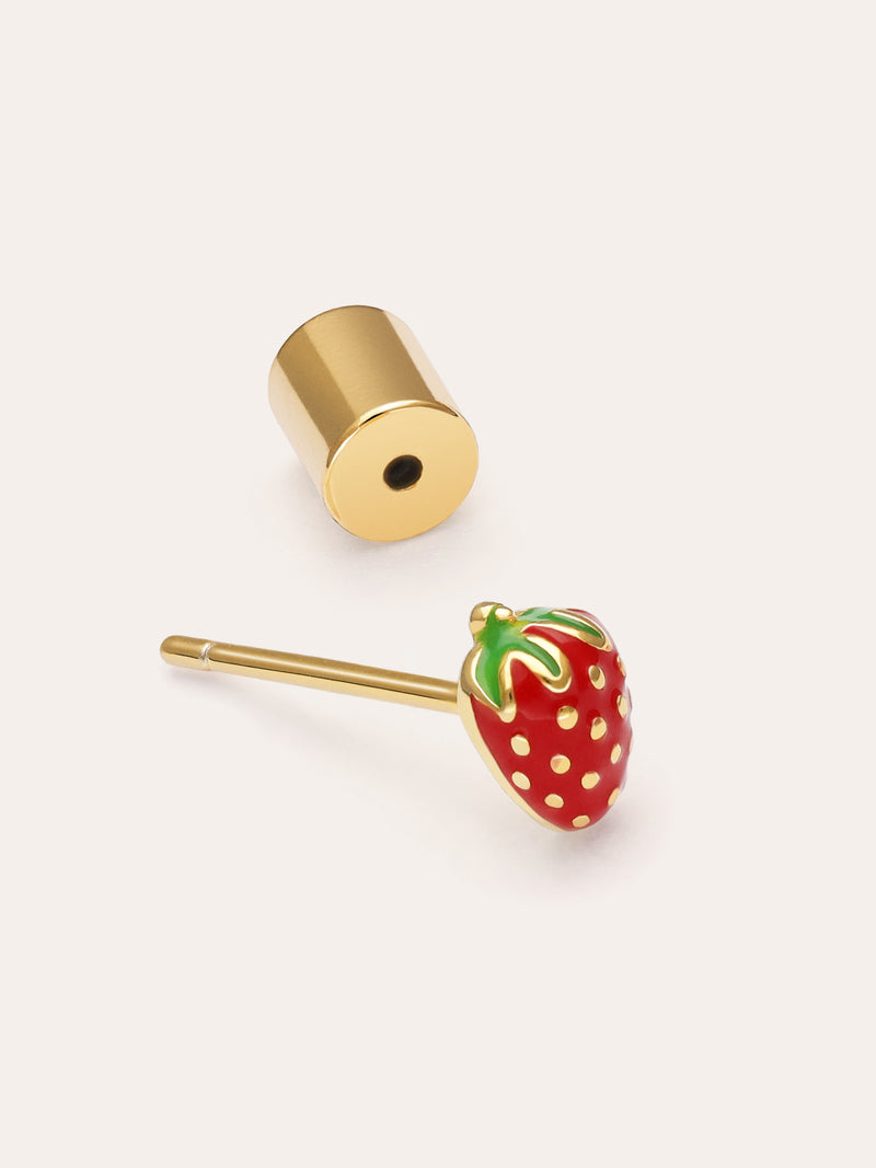 Single Earring Strawberry Gold Plated