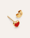 Imagen detalle de Orecchino Singolo Heart Red Enamel Placcato Oro