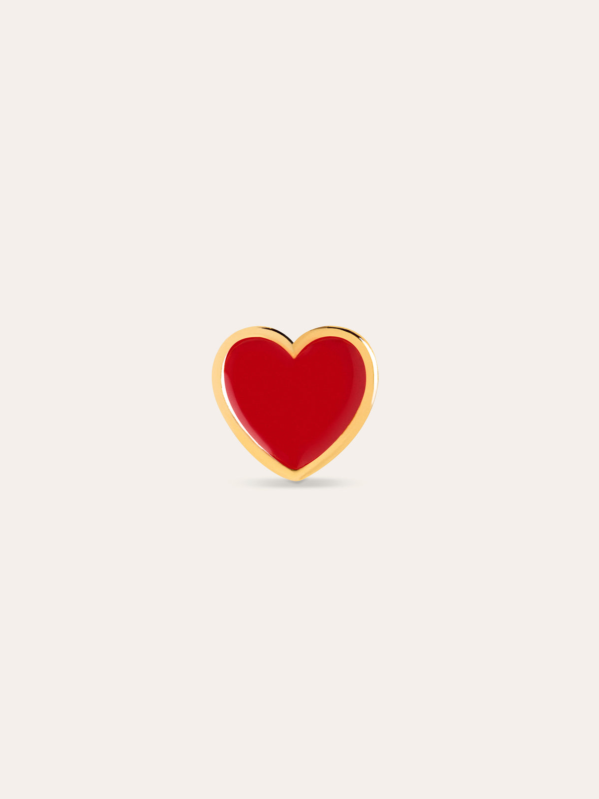 Orecchino Singolo Heart Red Enamel Placcato Oro