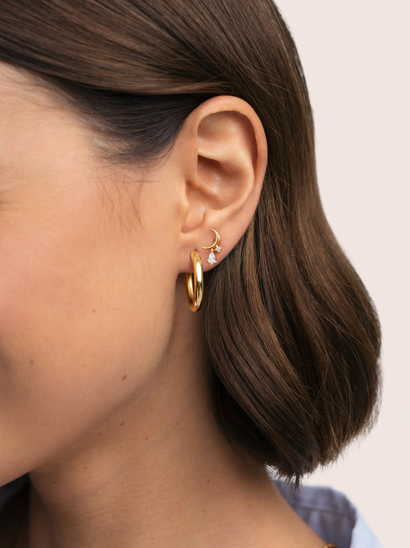 Luna Spark Gold Single Earrings 