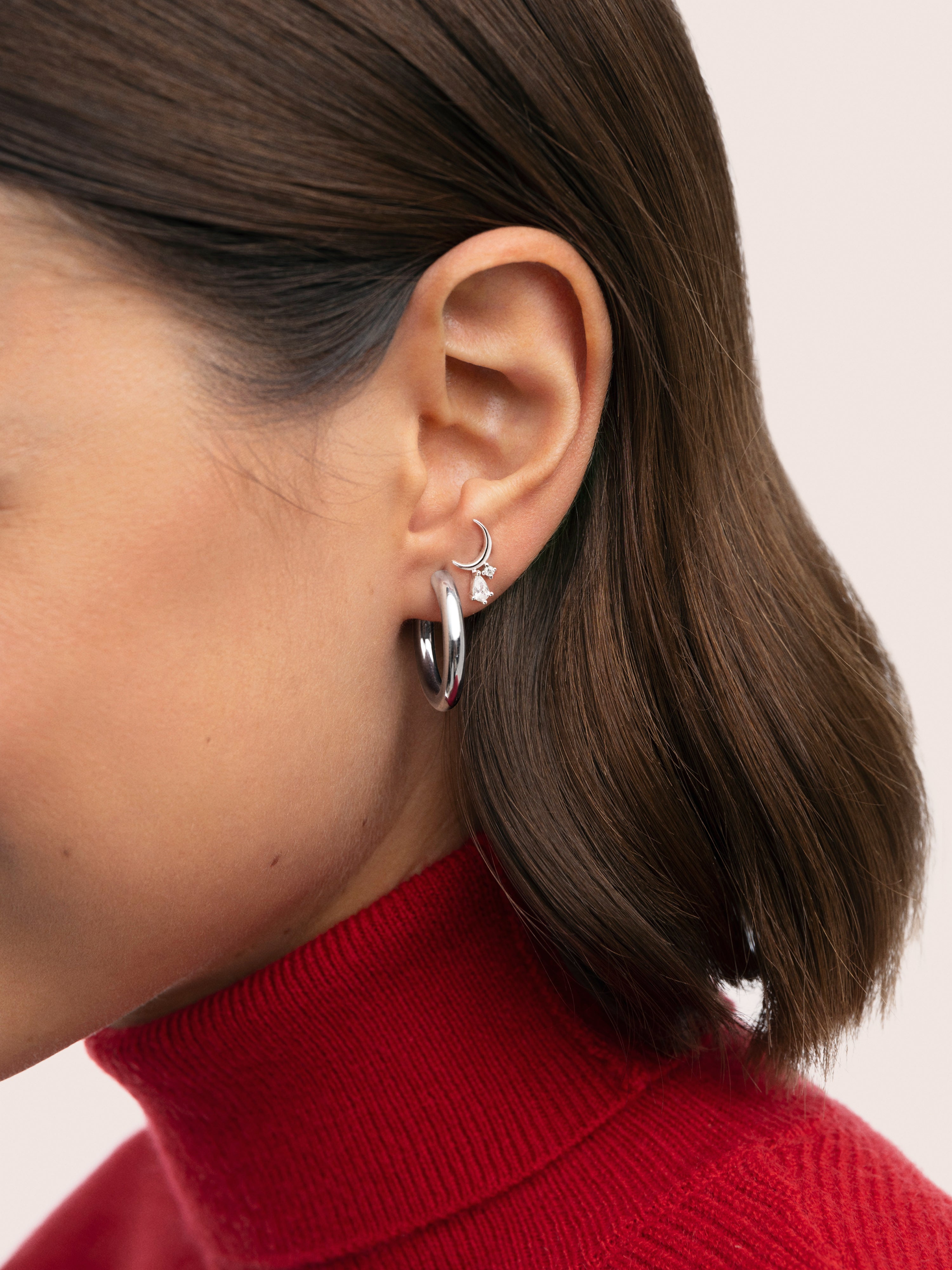 Pendiente Suelto Luna Spark Plata