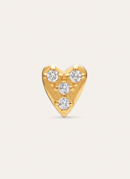 Boucle D’oreille à L’unité Mini Cœur Spark Argent Plaqué Or