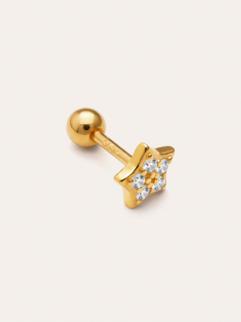 Orecchino Singolo Mini Stella Spark in Argento Placcato in Oro