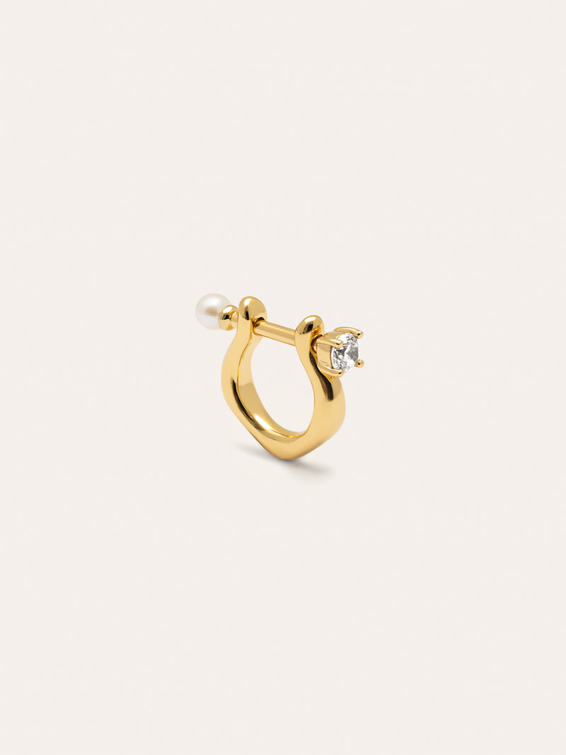 Pearl & Spark Gold Single Earring