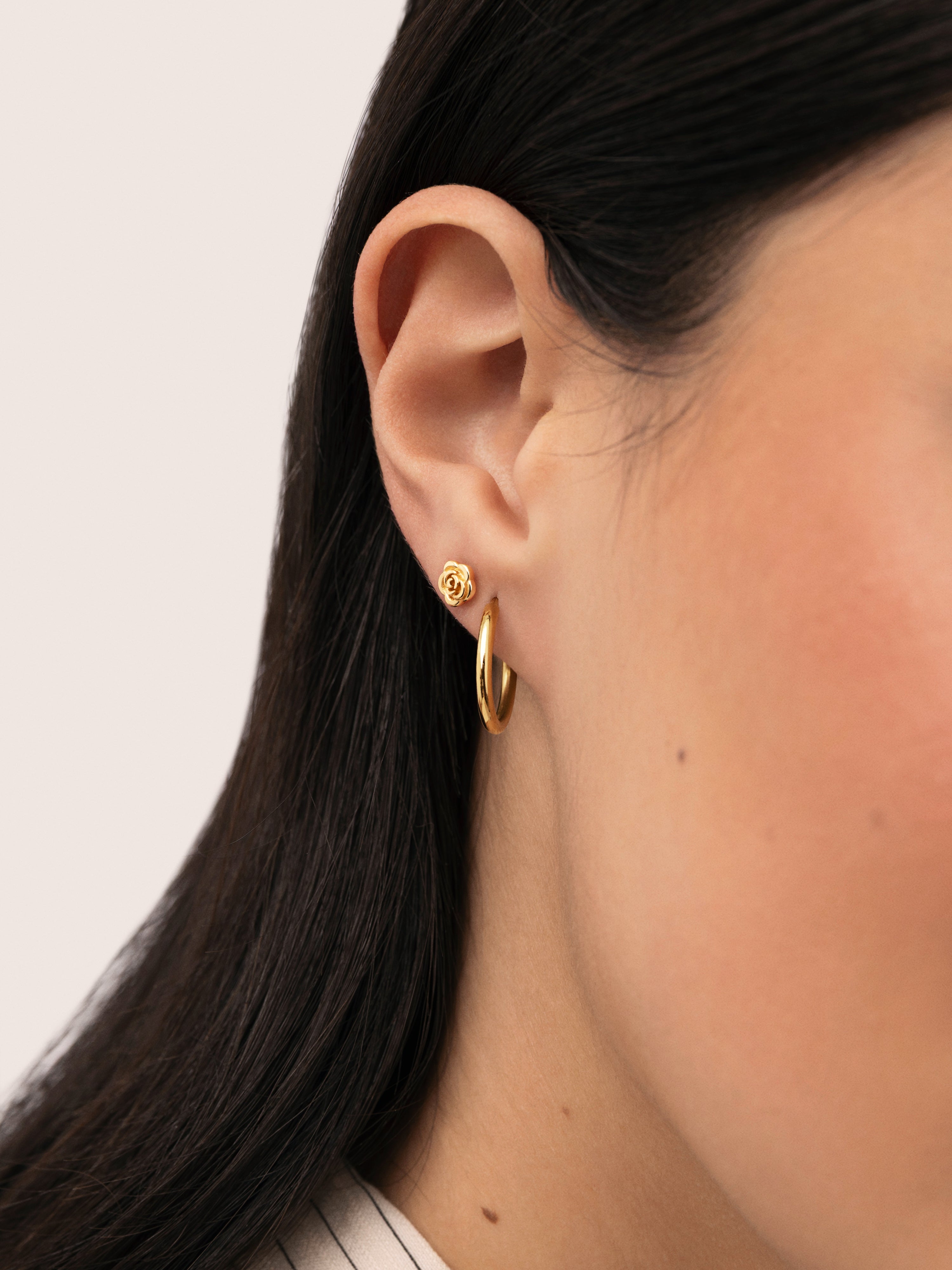 Pendiente Suelto Rosa Baño Oro