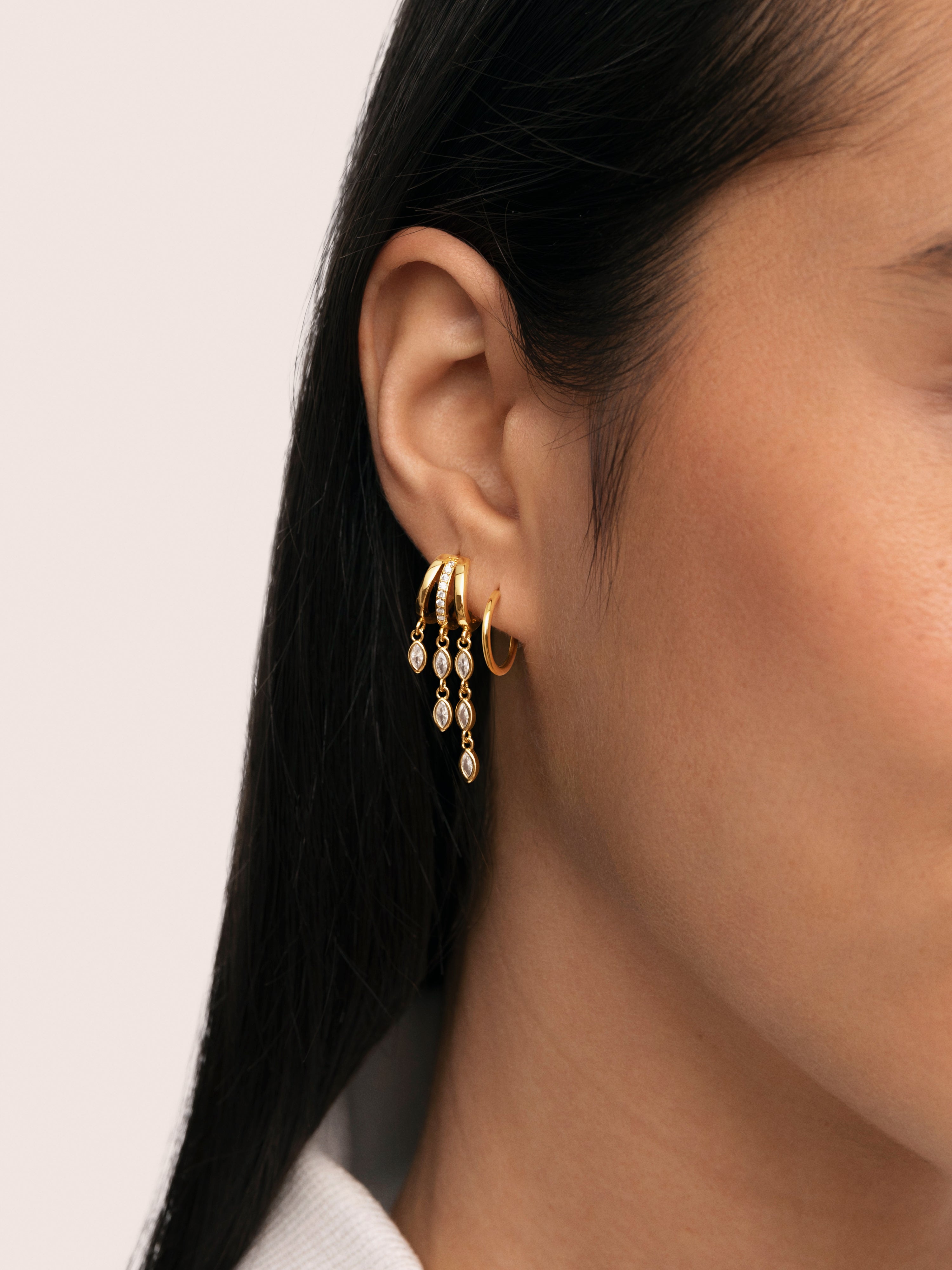 Triple Drip Gold Single Earring