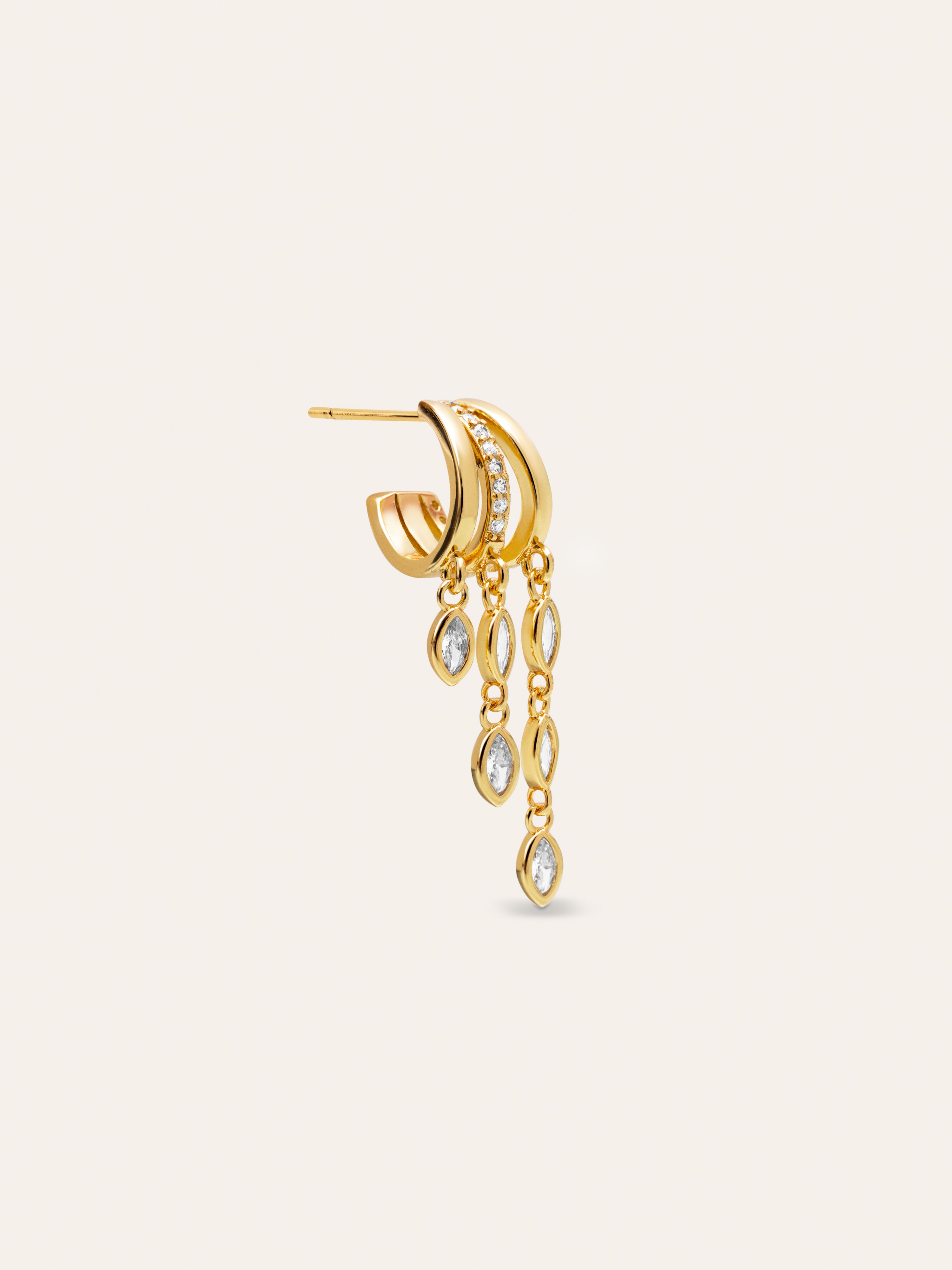Triple Drip Gold Single Earring
